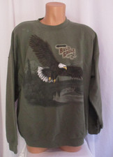 George Sweatshirt Mens XL Green Crewneck Bald Eagle Graphic Pullover Wildlife