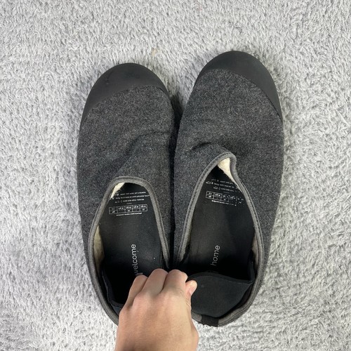 Mahabis Men's Mahabis Curve 100% Wool Slippers 12 Dark Grey Skien Black - Picture 4 of 10