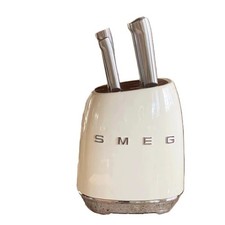 SMEG 7-Pieces Vintage Kitchen Knife Block Set Stainless Steel - Beige