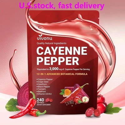 VivoNu Cayenne Pepper Softgels Supplement - 240 Capsules NEW FREE SHIP