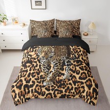 Cheetah Pattern 7 Pieces Comforter Set,Leopard Print Bedding Set Full Size fo...