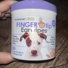Petkin Fingertip Ear Wipes 50CT for Dogs and Cats Gentle Clean and Deodorize