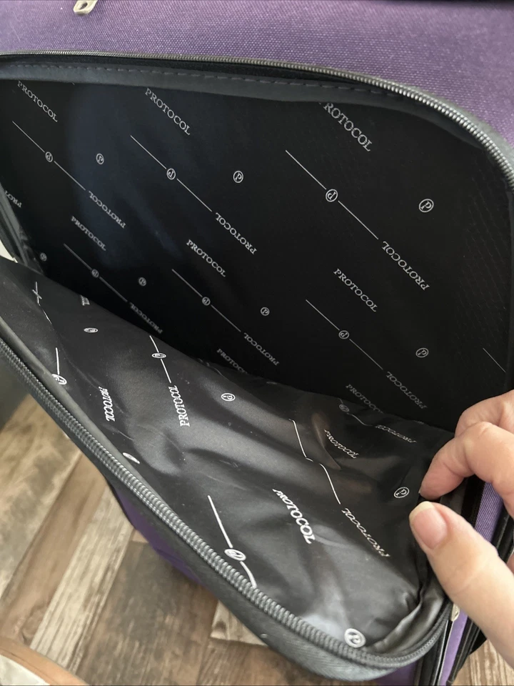 3 piece Protocol Luggage set Purple Suitcase Wheels Check In Carry On *READ - Image 4 of 4