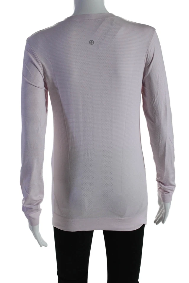 Top básico ajustado a rayas manga larga texturizado rosa talla S de Lululemon para mujer Foto 3 de 4