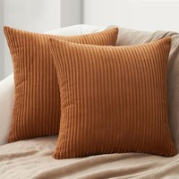Kissenbezug 45X45 Cord Karamell Orange 2Er Set Flauschig Dekokissen FüR Sofa