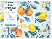 Watercolor Paper Pad, 100 Cotton, 15 Sheets, B5 10.1 x 7.4 , 140lb 300gsm , G