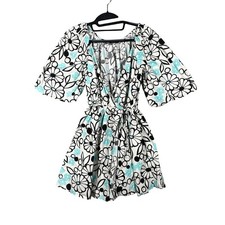 ZARA Floral Print A Line Mini Dress Womens S Tie Waist Beachy Boho Retro Chic