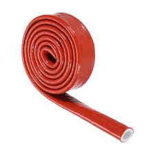1/2" ID 3.3 Ft Heat Shielded Fire Sleeve Red Silicone Coated Fiberglass Tape
