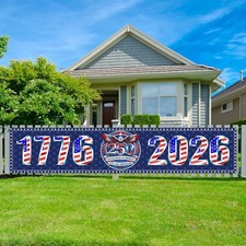 USA 250th Anniversary Banner 1776-2026 Patriotic 4th July Outdoor Decor 8.2FT