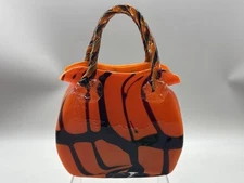 Red & Black Art Glass Purse w/ Multicolored Straps