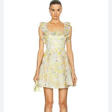 NWT Zimmermann Floral Cream and Yellow Mini Dress size 4