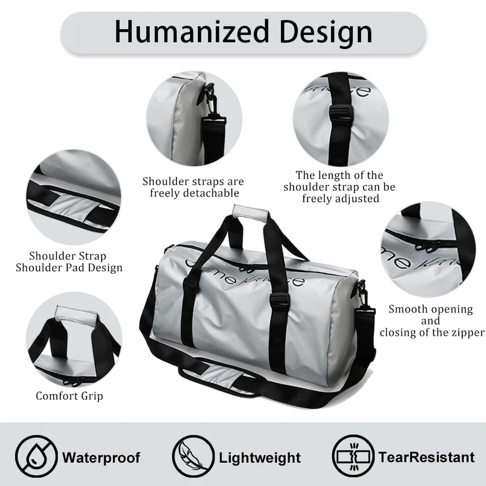 Bolsa de Lona de Gimnasio para Hombres Mujeres con Zapato y Compartimento Húmedo Deporte Entrenamiento Agua... Foto 3 de 4