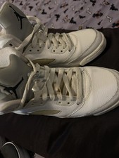 Nike Air Jordan 5 Retro GS Metallic White Wolf Grey Sneakers 7Y 440888-130 2015