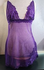Victorias Secret Lacey Chemise Size LlM Purple Adjustable Straps NWT