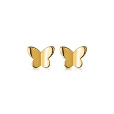 Solid 925 Sterling Silver Tiny Butterfly Earrings Studs for Women Teen Girls Tin