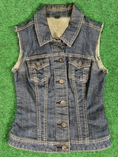 Guess USA Women's Denim Vest Blue Dark Wash Distressed Size S/P