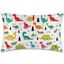 Cute Dinosaurs Silk Pillow Cases Standard Size with Zipper,Smooth and Soft Co...