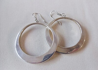 Charles Albert klassische Sterling Silber Kreis Ohrhänger 14,3 Gramm