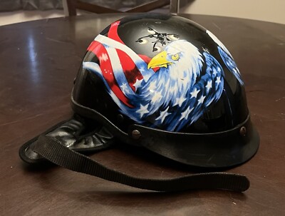 Motorcycle Helmet American Flag W/ Eagles LARGE | eBay Motorcycle Helmet American Flag W/ Eagles LARGE | eBay