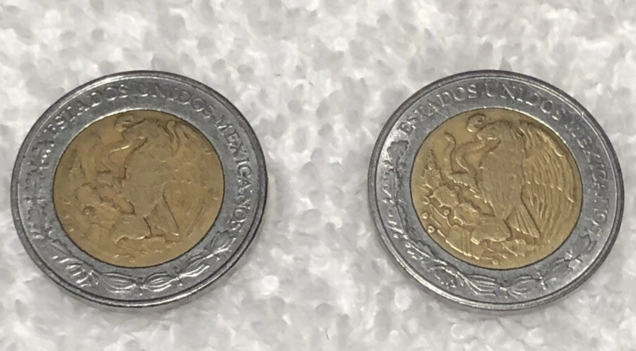 Lote de 2 monedas bimetálicas Estados Unidos Mexicanos: 1997 y 1998 $1 Foto 2 de 2