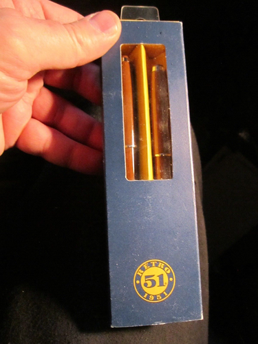 RETRO 51 ROLLER BALL PEN AND MECHANICAL PENCIL SET BROWN NEW IN BOX BBA-42 - Picture 2 of 5