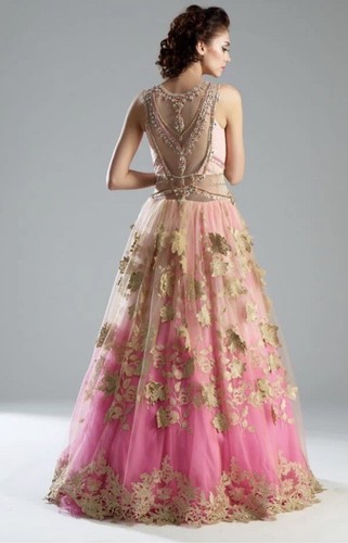 Panache Haute Pink Beaded Gown S Prom Ethereal Fairy Whimsy Embellished $1095 - Picture 6 of 11