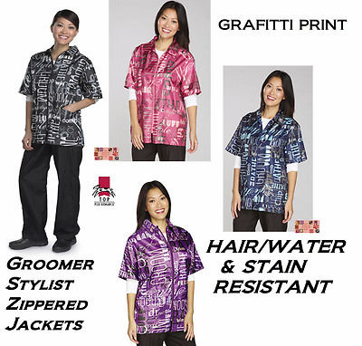 Graffiti GROOMING GROOMER STYLIST BARBER JACKET Nylon Hair Water Resistant Coat