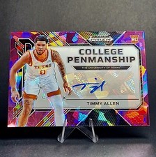 Straight Fire 🔥 Timmy Allen Purple Cracked Ice Prizm College Penmanship #'d /99