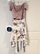 Windsor Lace Floral Off Shoulder High Low Dress Medium 