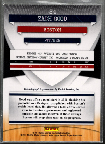 B5459 2011 Elite Extra Edition Franchise Future Signature #24 Zach Good Auto/939 - Picture 2 of 2