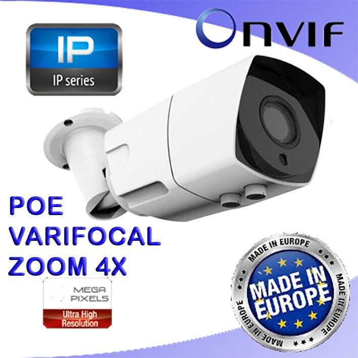 TELECAMERA IP POE ONVIF METALLO VARIFOCAL 2.8/12mm ZOOM 4X in OFFERTA 2024