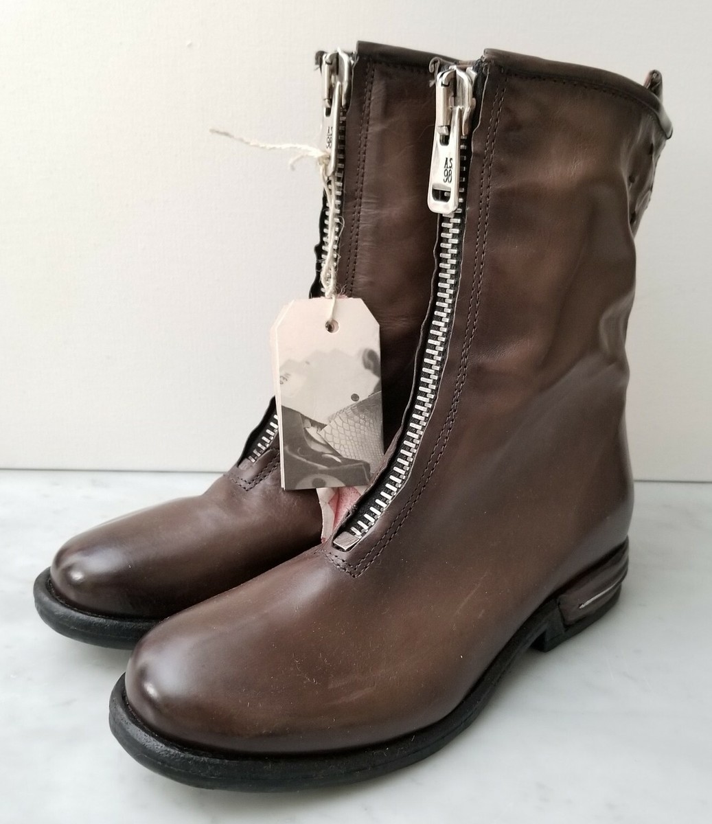 A.S.98 JAX Zip Up Brown Leather Moto Boots Size 36 | eBay