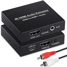HDMI Audio Extractor 4K, avedio links HDMI to HDMI + 3.5MM Audio Output Converte