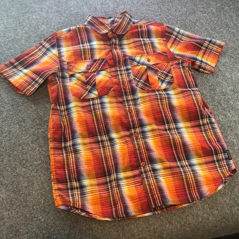 prana ostend plaid organic cotton blend flap pocket hike shirt
