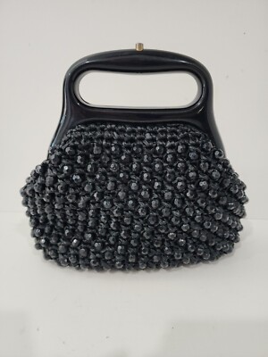Vintage Ritter Black Beaded Purse Evening Bag Italy MCM Purse Handbag 
