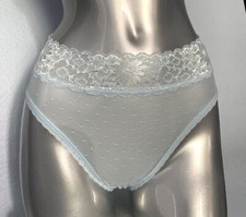 Victoria's Secret Brief Panty Sheer Purity Blue Dot Mesh High Leg M L