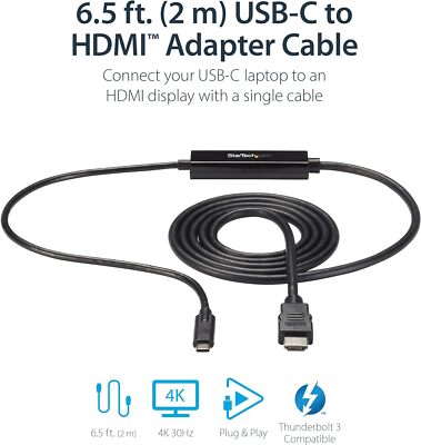 StarTech.com 6ft CDP2HDMM2MB - USB Type-C to HDMI Adapter Cable - 4K 30H