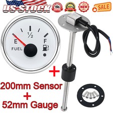 200mm Gas Fuel Level Sender Sensor with 52mm Fuel Level Gauge for Boat Car Truck