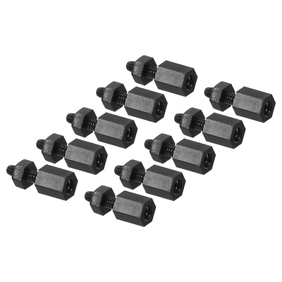 PATIKIL M2 Nylon Hex Standoff Screws Kit - 100-Piece Set For PCB Boards & Electronics (6mm+5mm, Black)