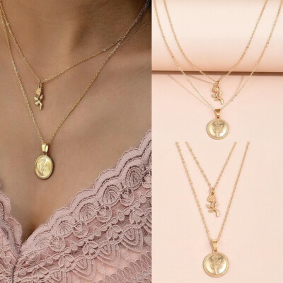 Boho Elegant Multilayer Pendant Necklace For Women Geometric Chain Jewelry Gift Boho Elegant Multilayer Pendant Necklace For Women Geometric Chain Jewelry Gift