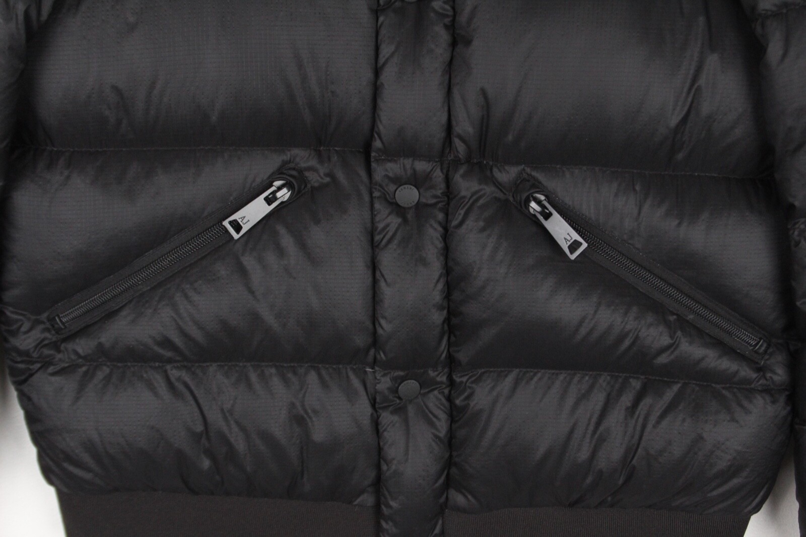 Armani Jeans Puffer Jacket Down Coat Black Full Zip Insulated Mens Size