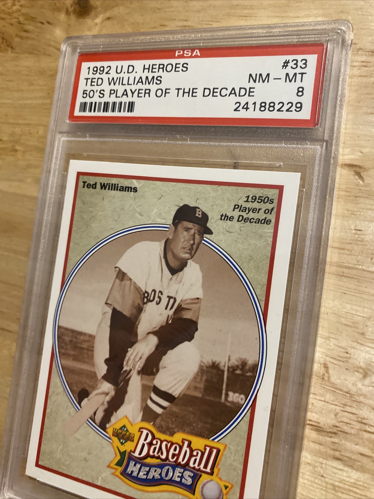 Ted Williams PSA 8 Vintage Baseball Card 1992 Upper Deck Boston Red Sox MLB HOF view 4