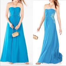 NEW BCBG MAXAZRIA ASHBY STRAPLESS LACE INSERT CHIFFON GOWN/ MAXI DRESS SZ 8