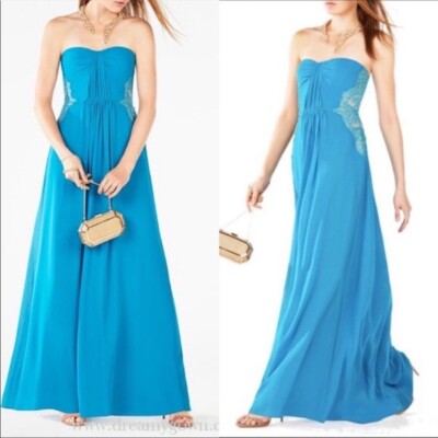 NEW BCBG MAXAZRIA ASHBY STRAPLESS LACE INSERT CHIFFON GOWN/ MAXI DRESS SZ  10 880000270807| eBay