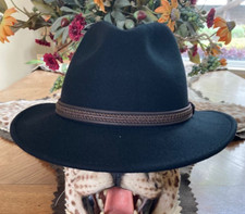 SCALA SALE MENS BLACK WOOL FEDORA HAT L NEW SAFARI CRUSHABLE REPELS WATER