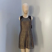 Juicy Couture Gold Gilded Flower Overlay Dress - New