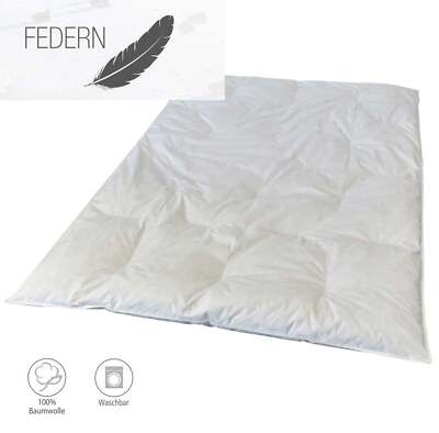 Bettdecke Feder Daune Oberbett 135x200cm Baumwolle Natur Hotel Pension Steppdeck
