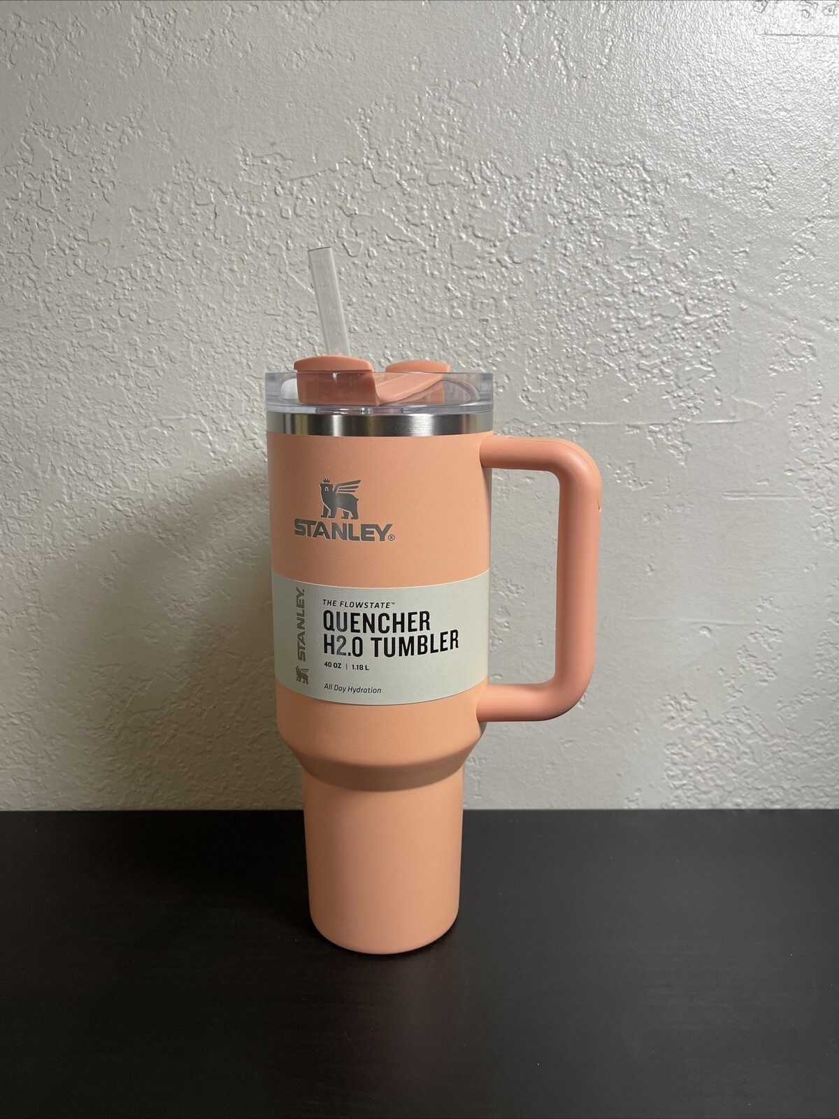 Stanley 40 oz Stainless Steel H2.0 FlowState Quencher Tumbler Melon w/ Bow! 🆕✅