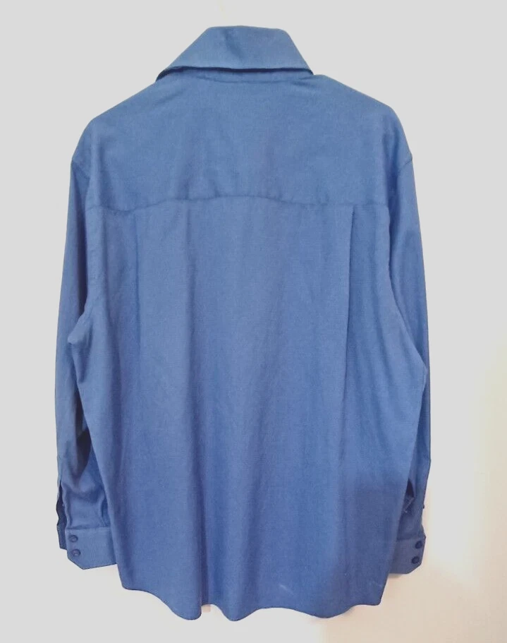 Attention Size Large Men's Shirt Button Up Long Sleeve Blue - Image 3 of 3