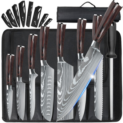 Professional 8PCS Kitchen Knives Set Damascus Style Stainless Steel Chef's Knife